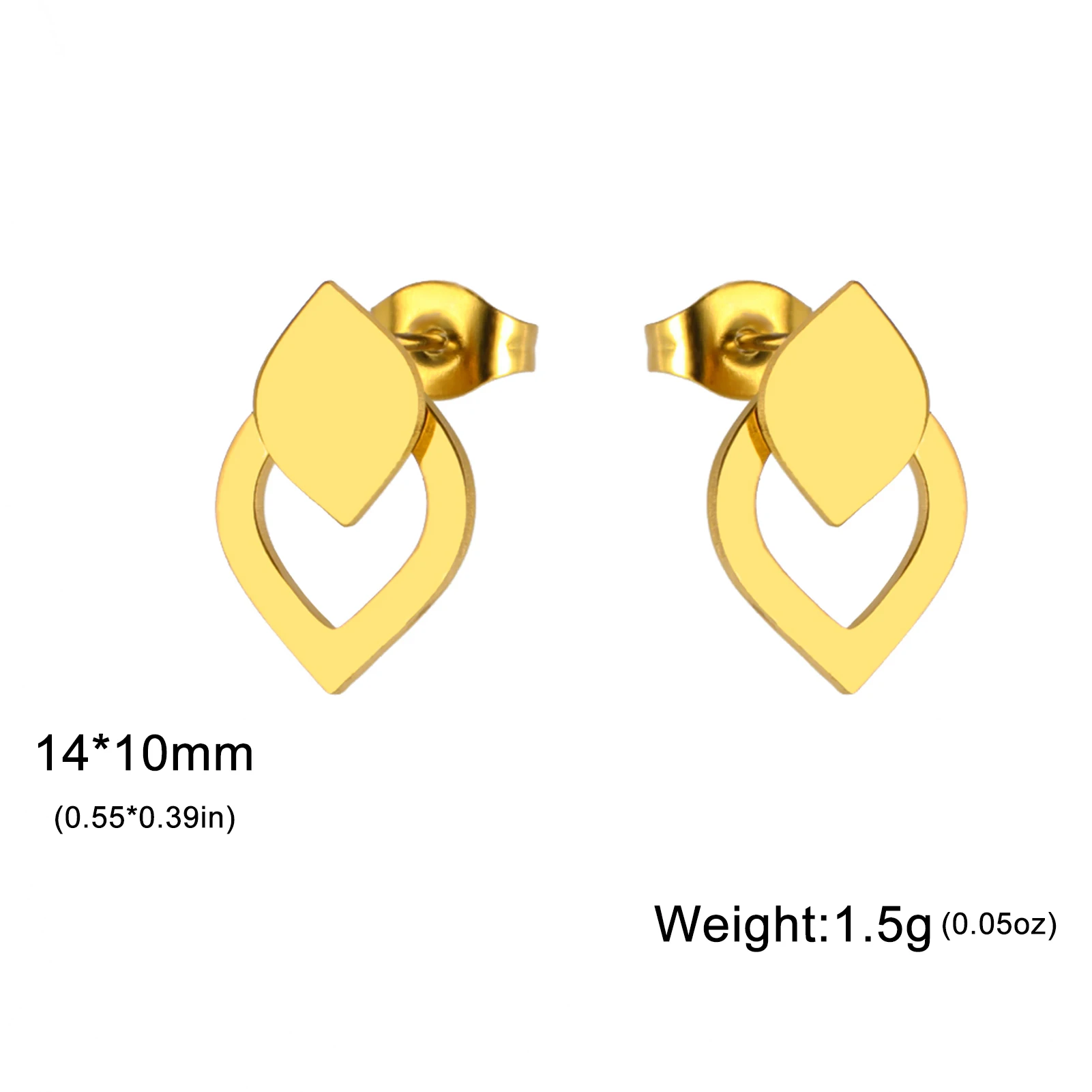 Cazador Gold Color Water-drop Stud Earrings for Women Stainless Steel Geometric Piercing Earrings Jewelry Party Birthday Gift
