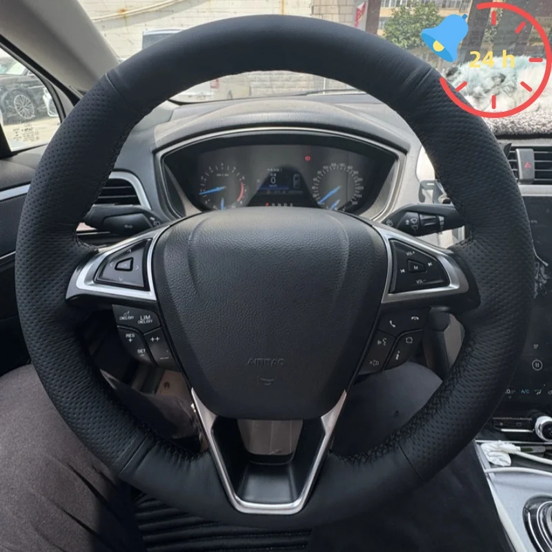 

Custom Hand-sewn Steering Wheel Cover Anti-slip Wear-resistant Genuine Leather For Ford Mondeo Fusion 2013-2019 EDGE 2015-2019