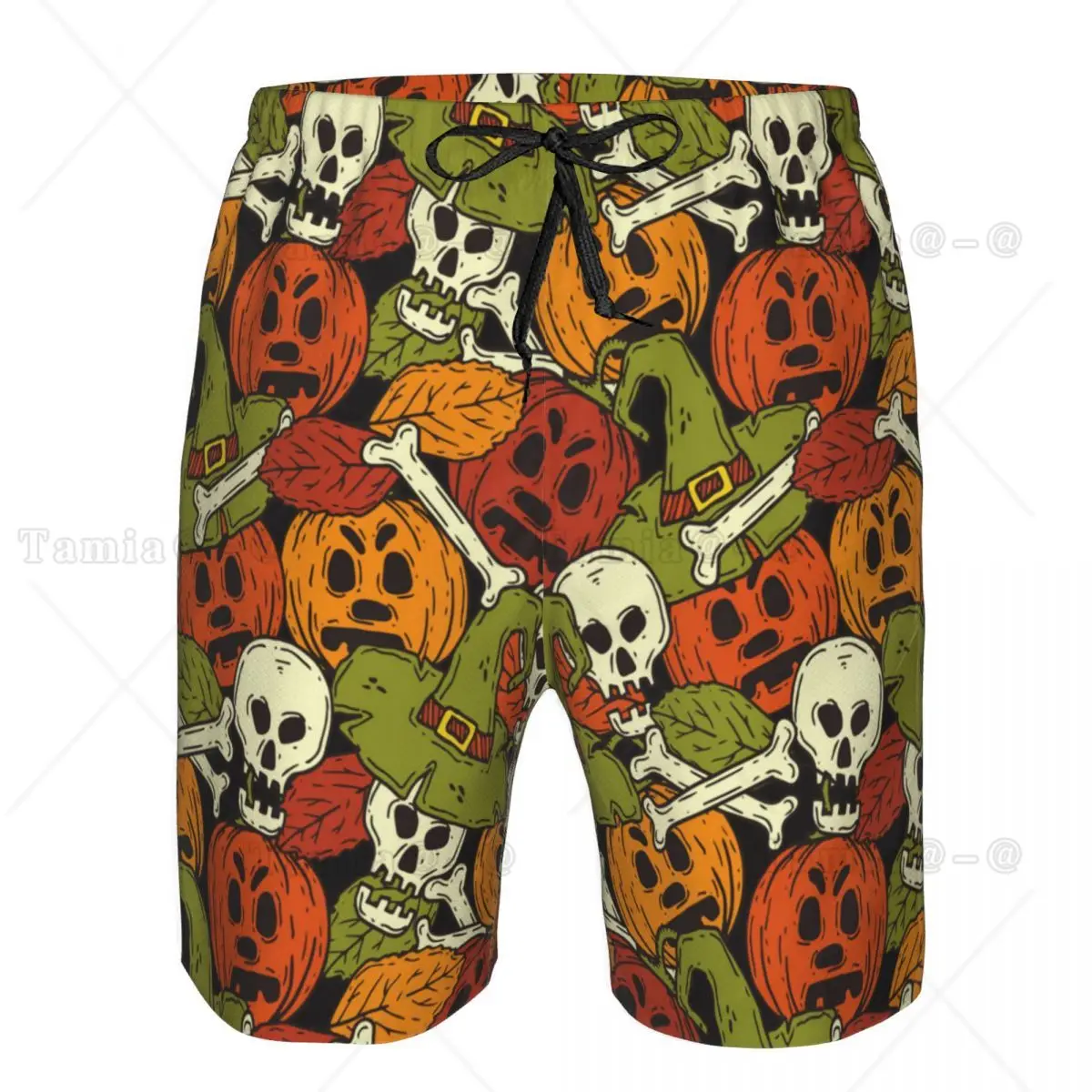 Men's Beach Short Swim Shorts Pumpkins And Skulls Surfing Sport Board Shorts Swimwear