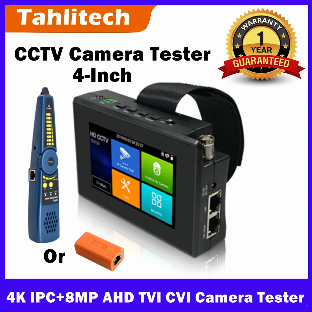 Mini testador de câmera IP portátil com saída POE, 8K, 4 polegadas, testador IPC H.265