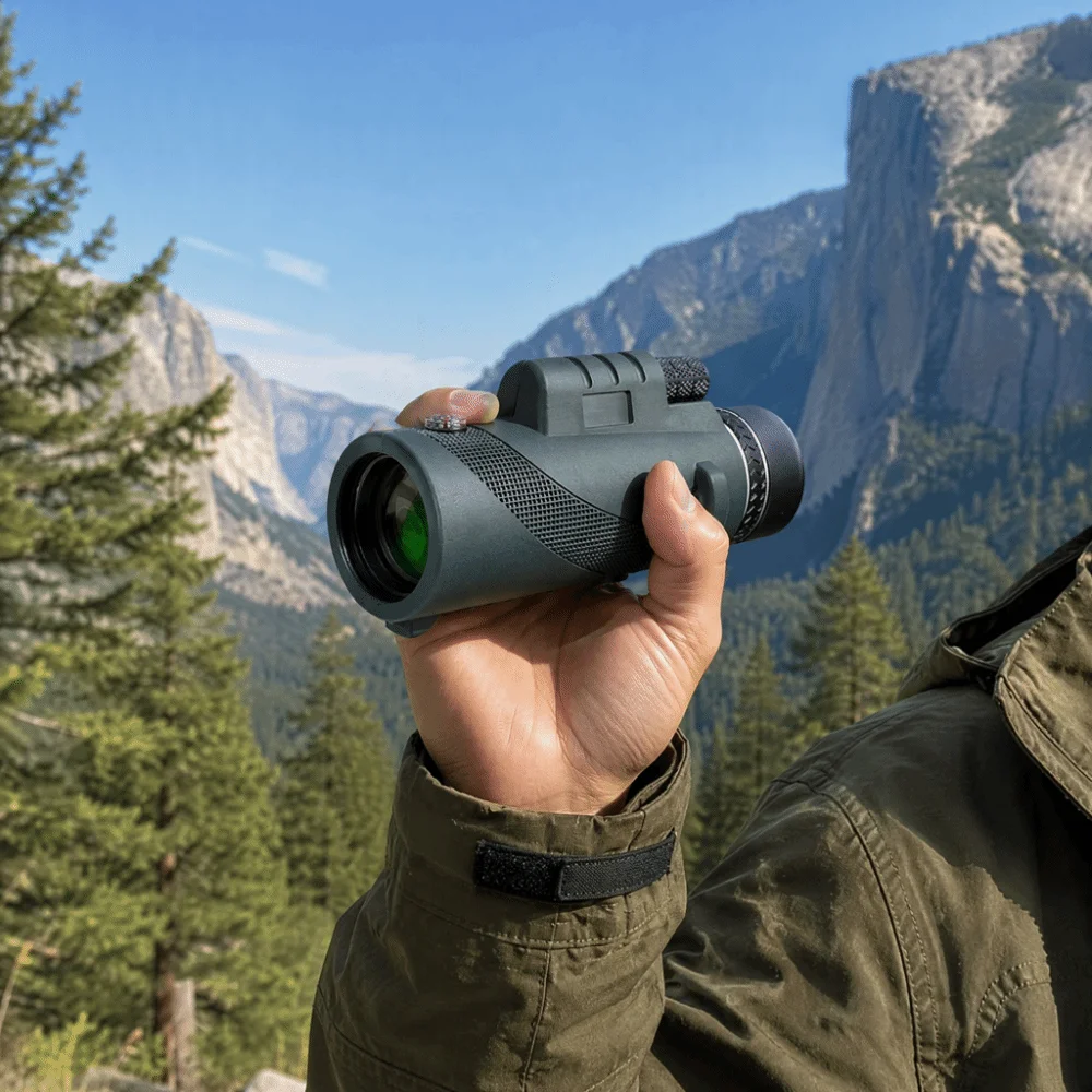 High Power Monocular Telescope 10X Low Light Vision High Power Monocular Large Aperture Lightweight Telescope Hiking
