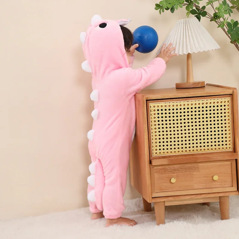 Newborn baby romper Infant Toddler long sleeve rompers Kigurumi cute pink dinosaur cartoon jumpsuit baby pajamas for girls boys