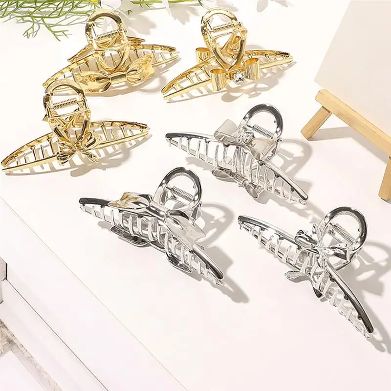 4Pcs Korean Metal Geometric Hair Claw Barrettes Elegant Hair Clip Shark Hollow Out Hairpin Headwear Women Girl Hair Accessories