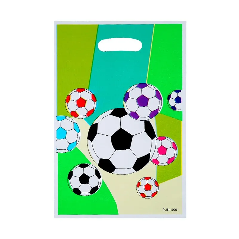 10pcs/lot Football Soccer Theme Baby Shower Decoration Gifts Bags Happy Birthday Party Disposable Plastic Loot Bag