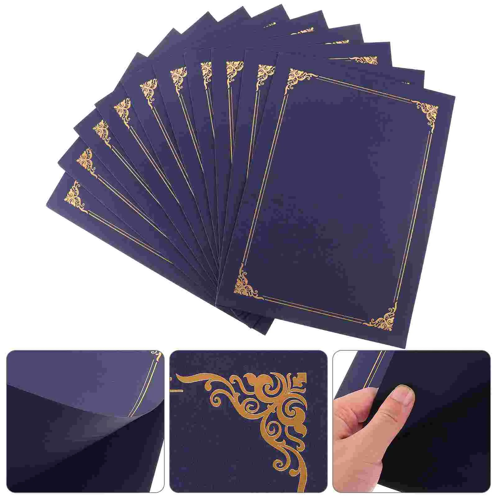10 Pcs Signing Contract Certificate Holders for Award Certificates Foil Wrapping Paper Cover Report