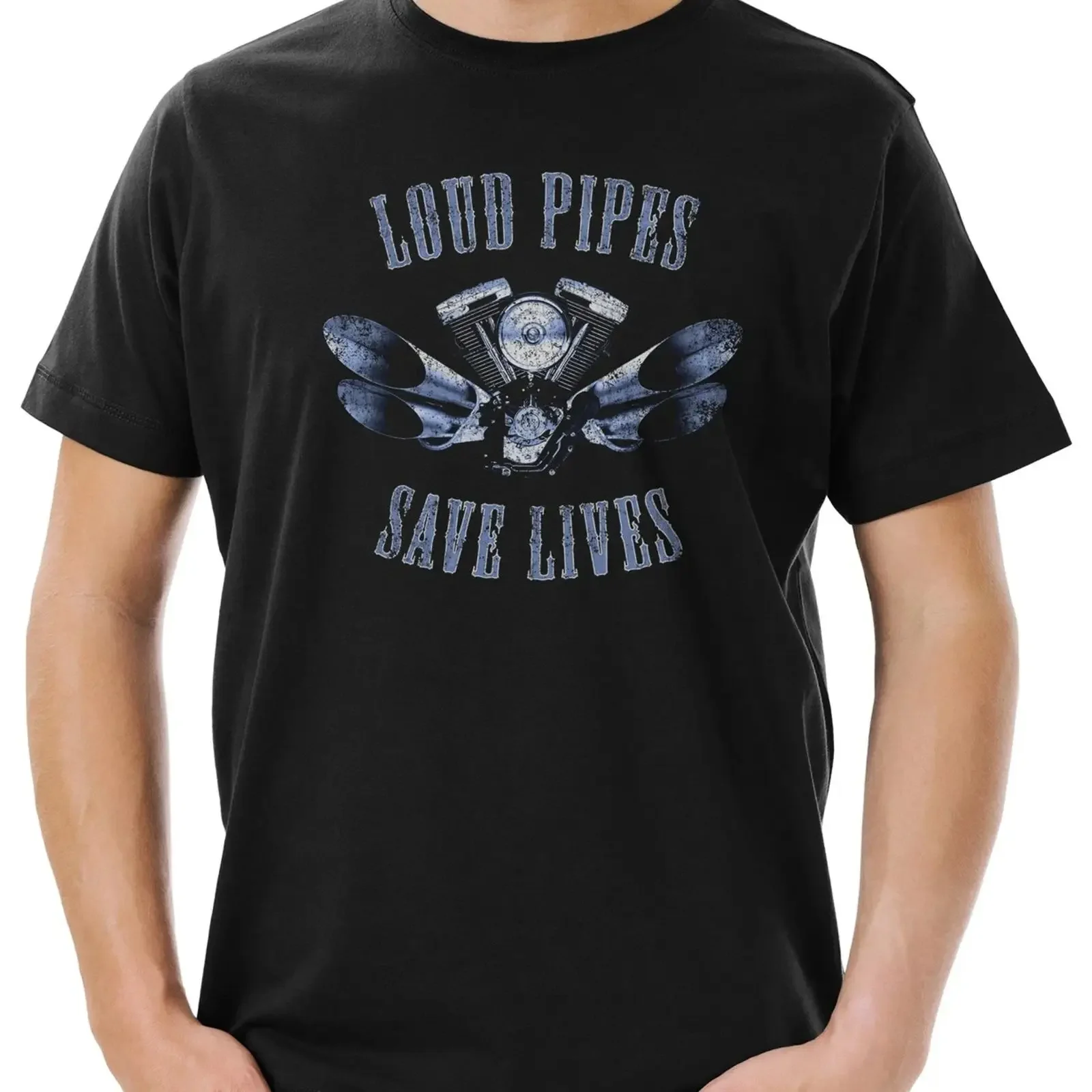 Loud Pipes Save Lives Men's T Shirt 5XL Offer Live To Ride Mc Biker Rocker vintage Washed graphic fashion Top For Everyday Wear