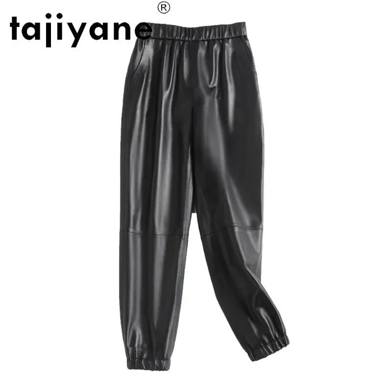 

Tajiyane Genuine Leather Pants Women 2021 New Autumn Winter High Waist Sheepskin Trousers Casual Harem Tide White Pants FCY089