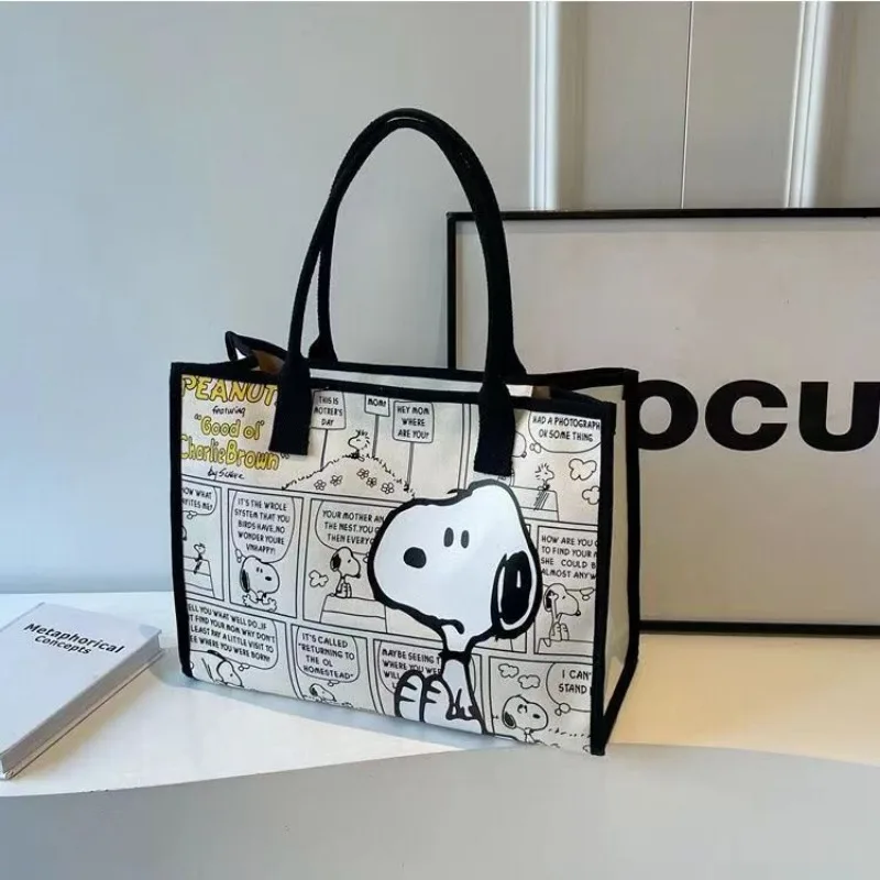 No.1 Anime Snoopy Tote Bag Canvas Bag Large Capacity Female Environmental Protection Portable Pu Cute Printing Shopping Bag