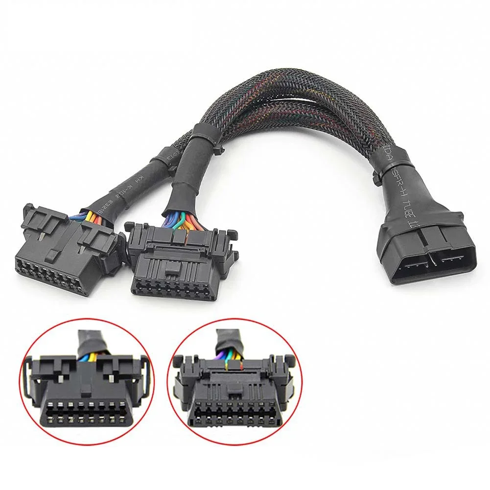 【セール中】PVC OBD2 1 IN 2延長ケーブル オス-デュアルメス 16ピンアダプター 自動車診断ツール ELM327 VAG HUD スプリッターコンバーター用