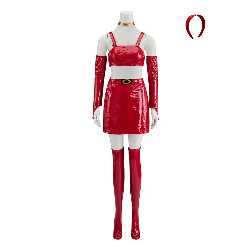 Bulla コスプレ衣装女性のセクシーなレッドトップスカートスーツハロウィンパーティーショードレス手がかり衣装