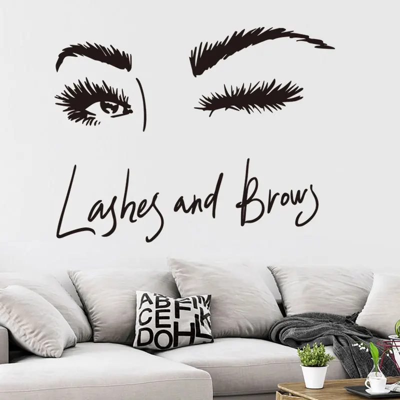 Beautiful Lashes And Brows Wall Stickers For Home Decoration Girls Room Wall Mural Art Diy Kids Decals