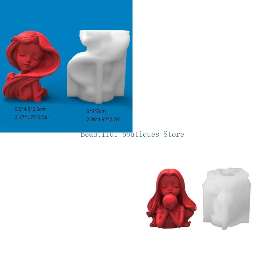 U4LF Aromatherapys Candle Mold Cute Candle Mold Ocean Girls Silicone Mold for Candle Making Plaster Ornaments Molds Gifts
