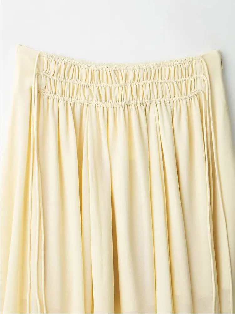 2023 sommer Neue Röcke Für Frauen Gefaltete Lange Rock Frau Rüschen Gelb Rock Elegante frauen Party Röcke ﻿