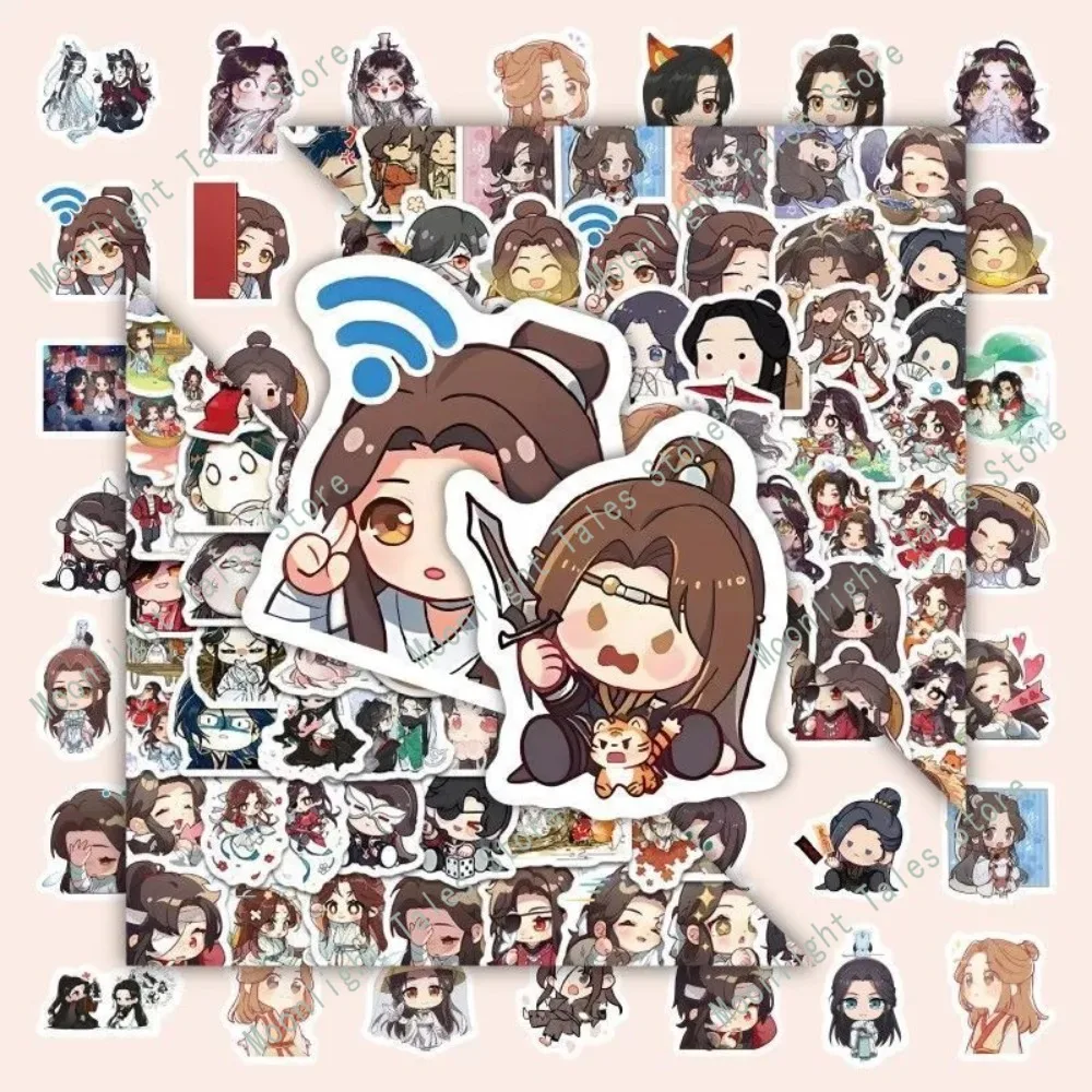 100 قطعة Tian Guan Ci Fu ملصقات Hua Cheng Xie Lian للكمبيوتر المحمول الهاتف الديكور تشيبي Fanmade أنيمي اكسسوارات