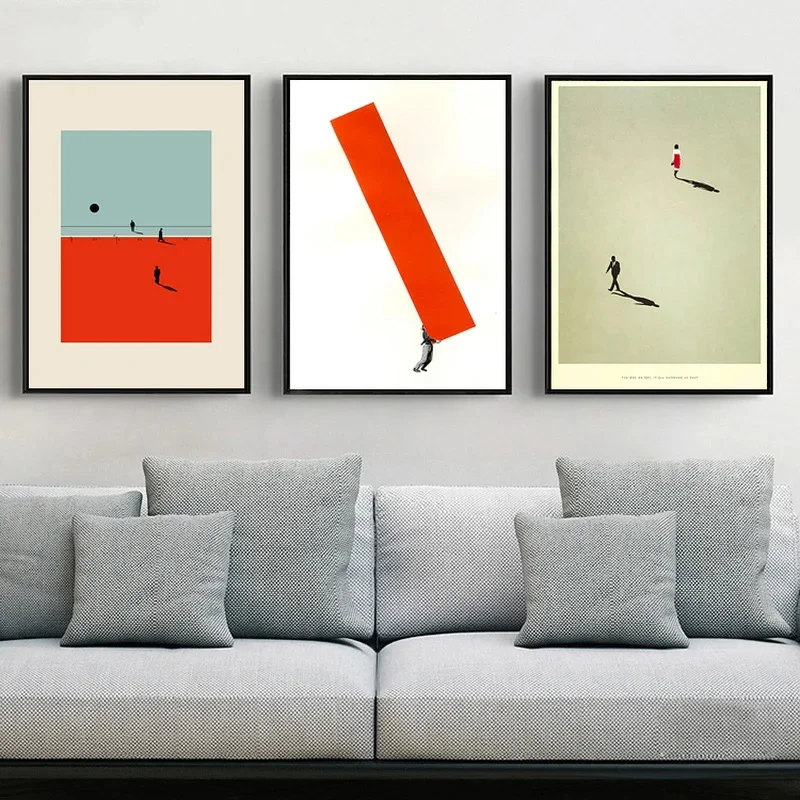 Nordic Figure Wall Art Canvas Painting Humorous Posture Prints Modern Wall Colorful Picture for Living Room Unique Poster Decor