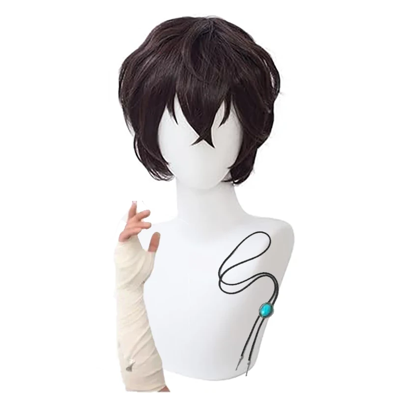 Anime Dazai Osamu Cosplay Perücke Cosplay Kurze braune hitzebeständige Kunsthaarperücken Dazai Osamu Perücke Halloween