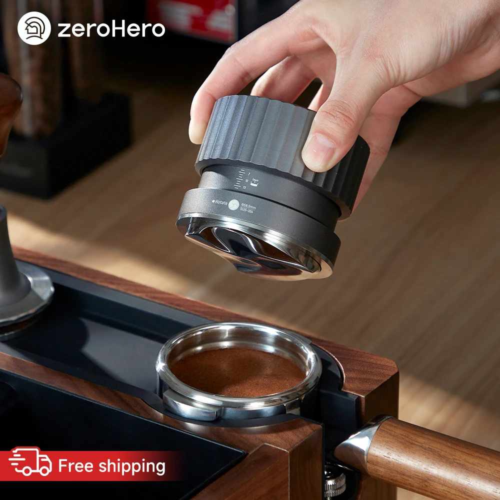 zeroHero Espresso Leveler 58.5mm 4-Spring Dual Bearings Auto-Descent Vortex Base for Portafilter Home Barista Pro Kits Accessory