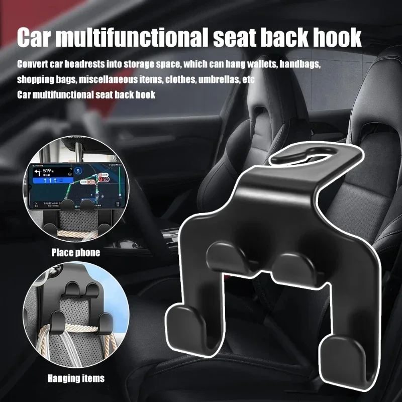 Gancho multifuncional para asiento trasero de coche, de doble cabeza colgador de teléfono móvil, reposacabezas, bolsa colgante, almacenamiento, accesorios interiores de coche