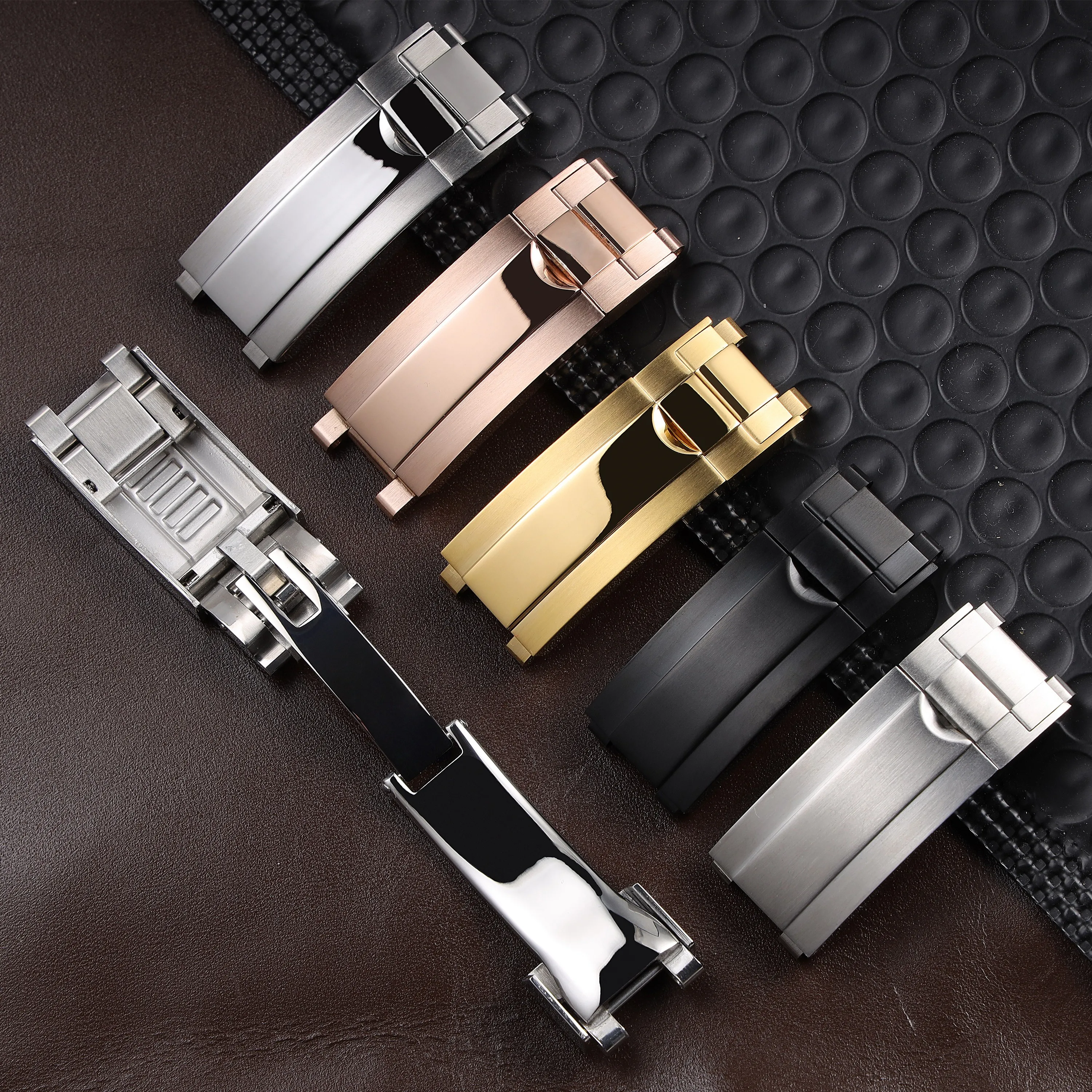 

high quality 9mm*9mm solid stainless steel glide lock deployment clasp for Rolex Submariner GMT Daytona Date metal watch buckle