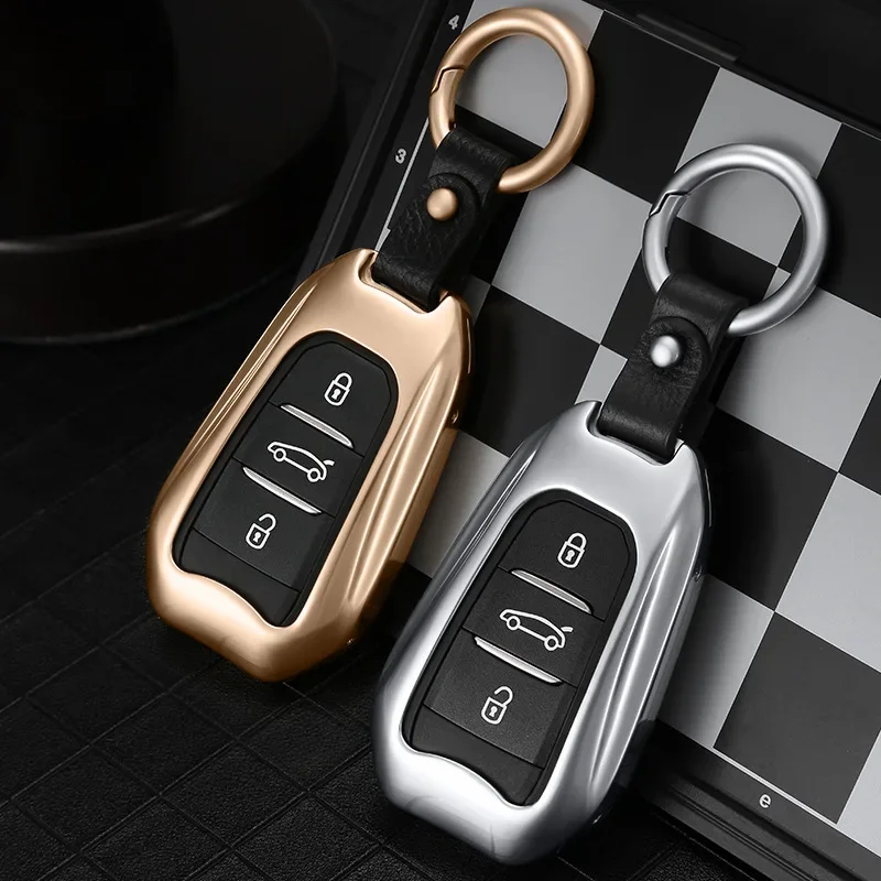 2024 Luxury Metal Car Key Cover Case Protection Keychain for Peugeot 54008 Dongfeng Aluminum Alloy Car Accesories Key Purse Bag