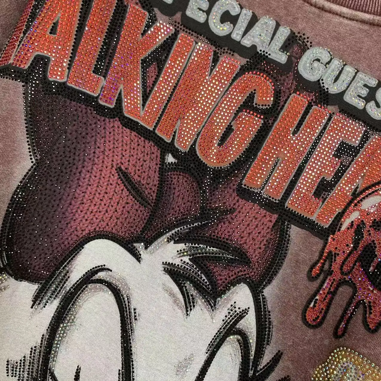 Men's And Women's Same Style Autumn Fleece Rhinestone Cartoon Loose Long Sleeves Sweatshirt Fashion Thickened Crew Neck Jacket