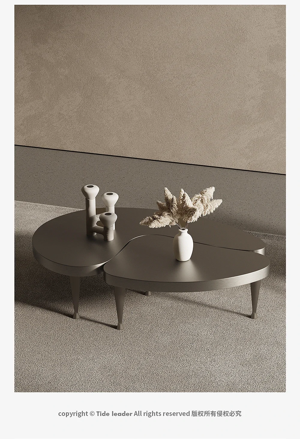 

Minimal stainless steel high-end special-shaped bantam coffee table light luxury modern small apartment designer coffee table