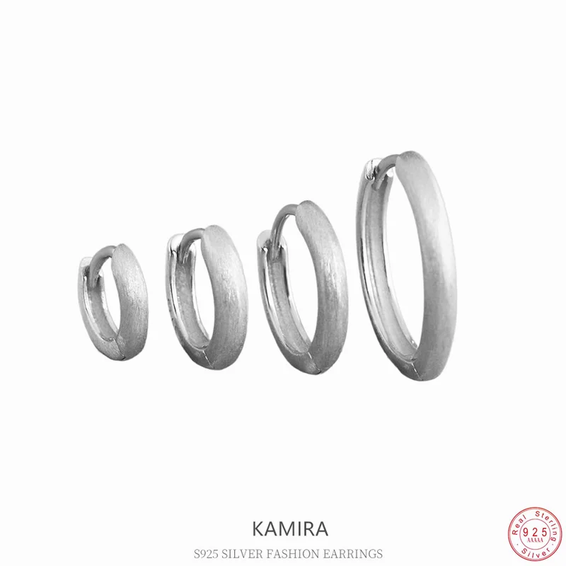 

KAMIRA, классические простые матовые глянцевые серьги-кольца из стерлингового серебра 925 пробы для женщин, вечерние модные ювелирные изделия разных размеров, аксессуары, подарок