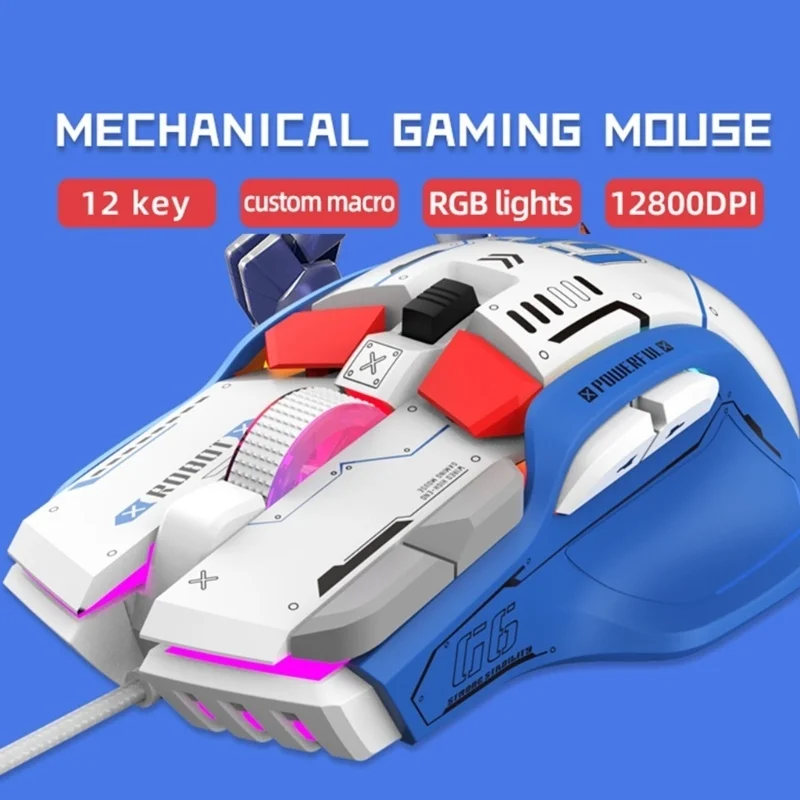 

New G6 Gaming Mechanical Mouse With 10 Programmable Buttons & Fired Button 12800 DPI 13 Kinds RGB Backlit Mode Mice For PC Gamer