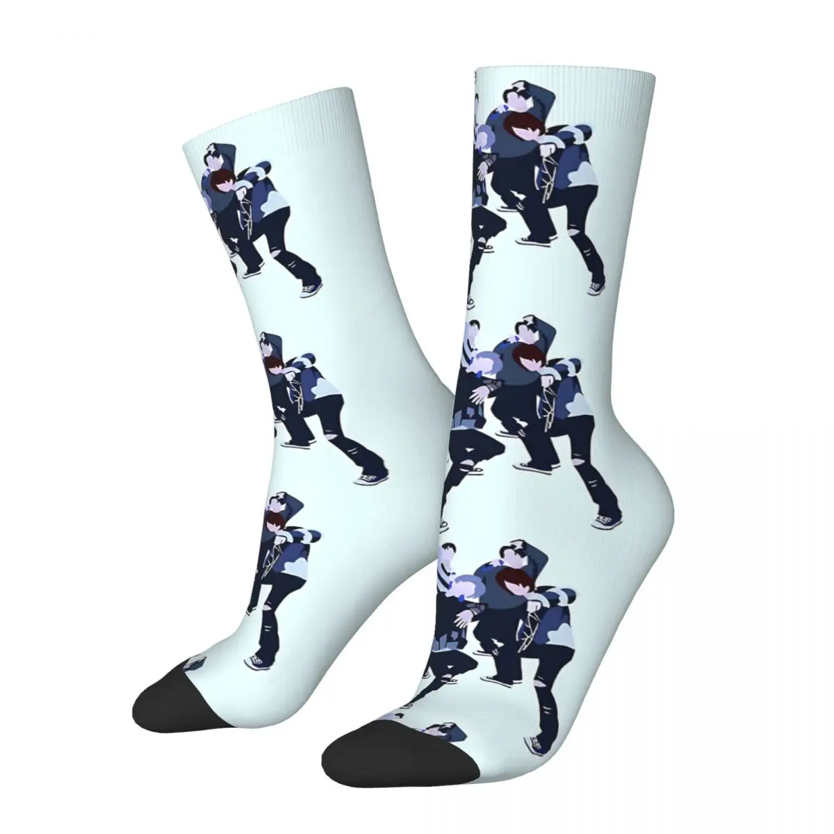 Retro 0X1=LOVESONG (I Know I Love You) Digital Illustration Crazy Men's Socks Unisex TXT Street Style Seamless Printed Sock