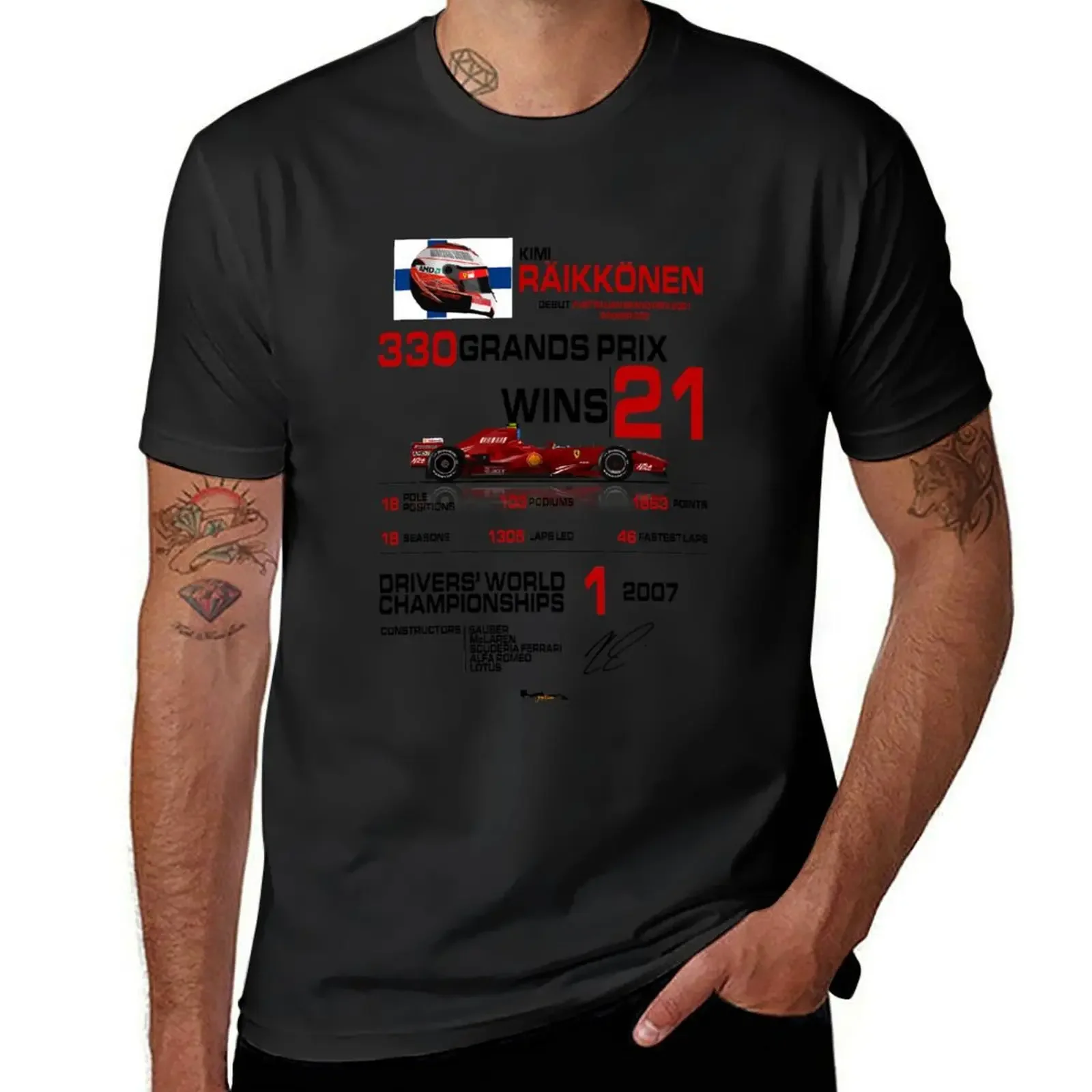 Kimi Raikkonen - F1 Stats with car & helmet design T-Shirt graphic t shirt vintage shirts graphic tee shirts men graphic