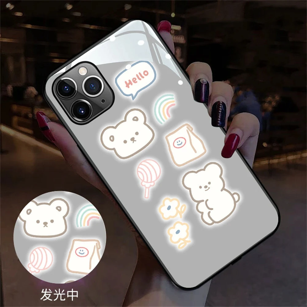 

2023 New Design For Iphone 14 13 12 pro Protection Cover Led Phone Case Call Flashing Light Up Glass Cell Phone Cases For Apple