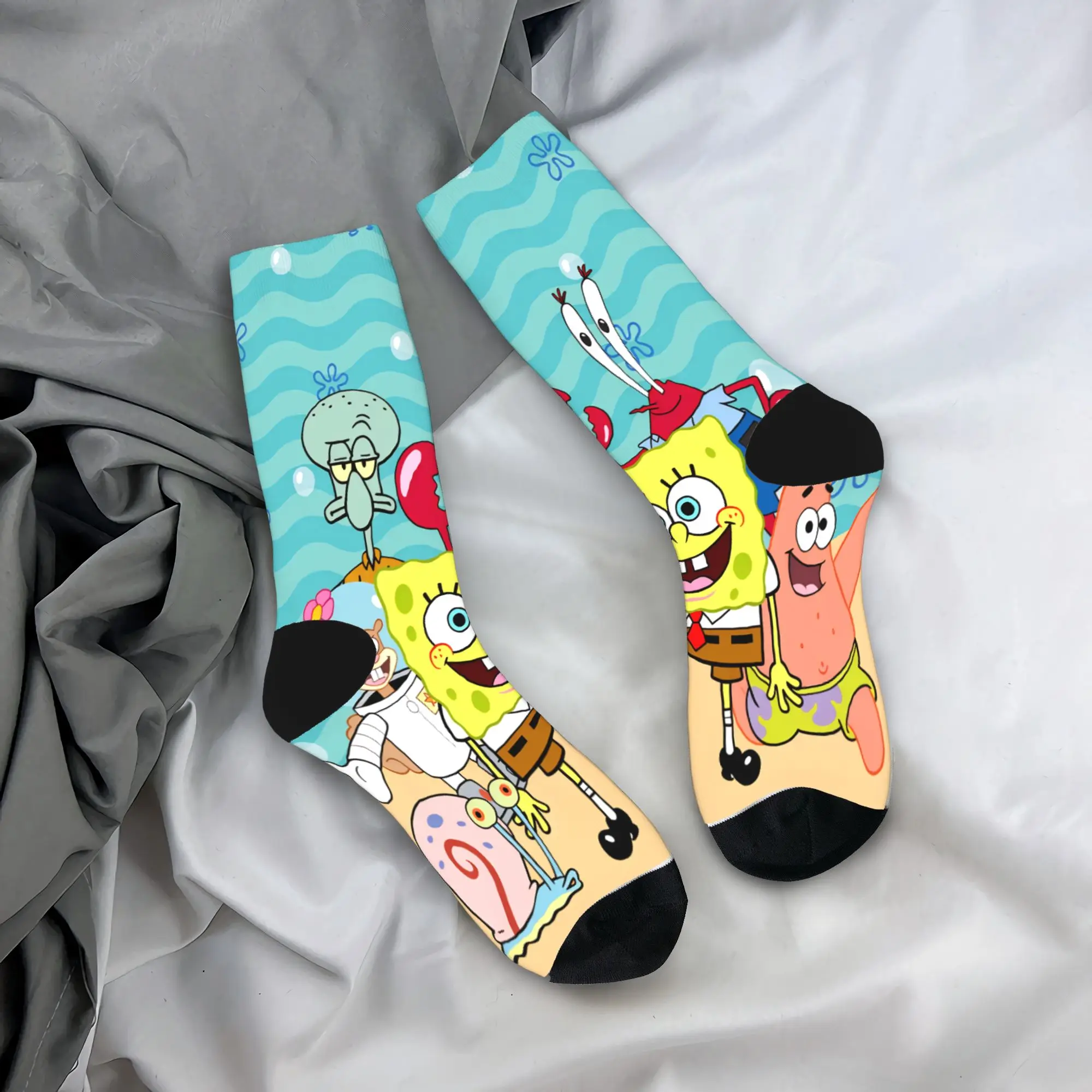 S-Spongebobs Socks  Elegant Stockings Winter Anti Bacterial Couple Socks Medium Soft Graphic Running Socks