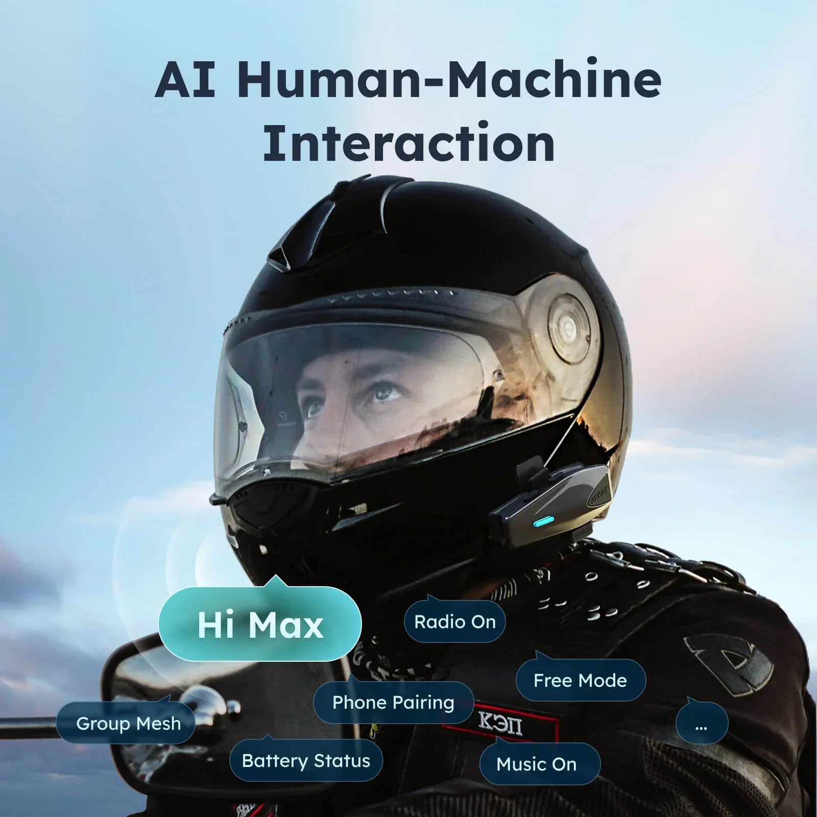 ASMAX S1 Bluetooth motorfiets-intercom Global Mesh Group-systeem 8-rijders Interphone Helm-headset FM, ruisonderdrukking, IPX7