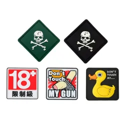 Yellow Baby Duck 3D PVC Patch 18+ Don't Touch My Gun Sticker Tactical Hook and Loop Morale Badge Military Patches Skull Armband