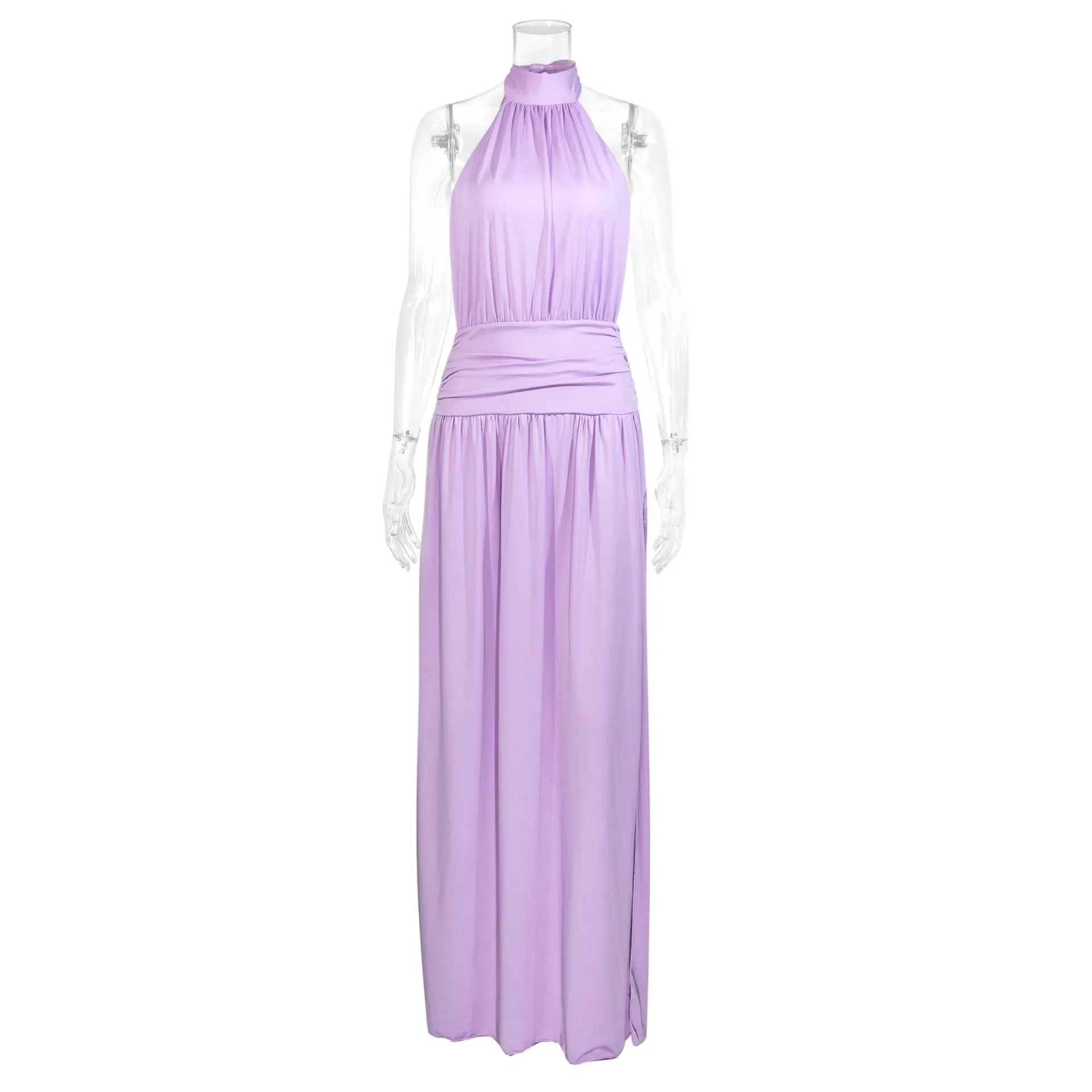 Single Tie Gown Mid Waist Sexy Spaghetti Strap U Neck Sleeveless Elegant Party Dress with Camping Travel Winter for Women