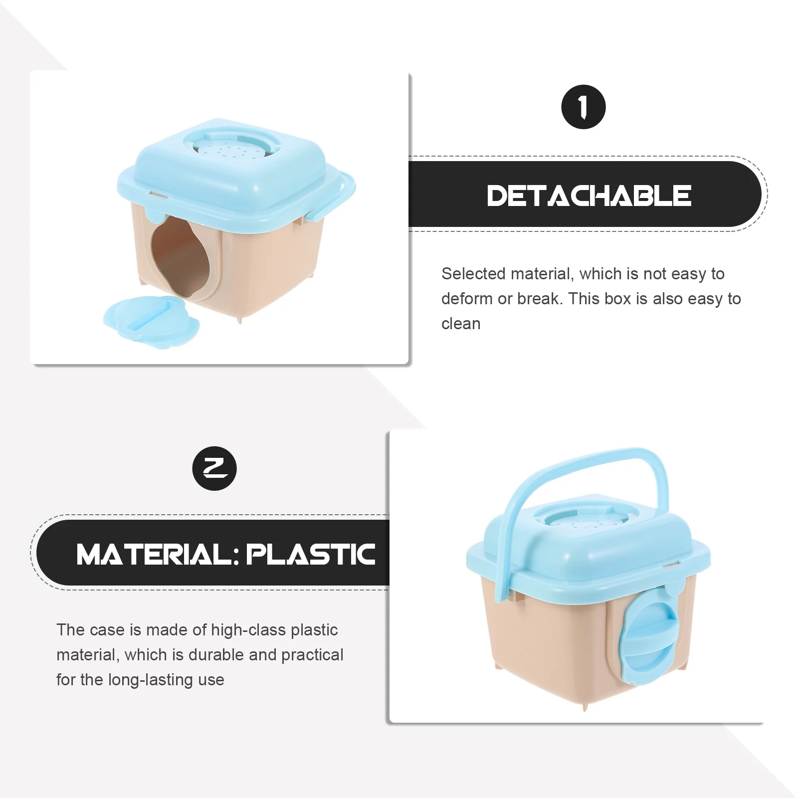 حامل الهامستر للسفر، حافظة بلاستيكية متينة، محمولة، عش الحيوانات الأليفة الصغيرة، قفص خنزير غينيا، سهلة التنظيف، حامل هامستر يدوم طويلاً