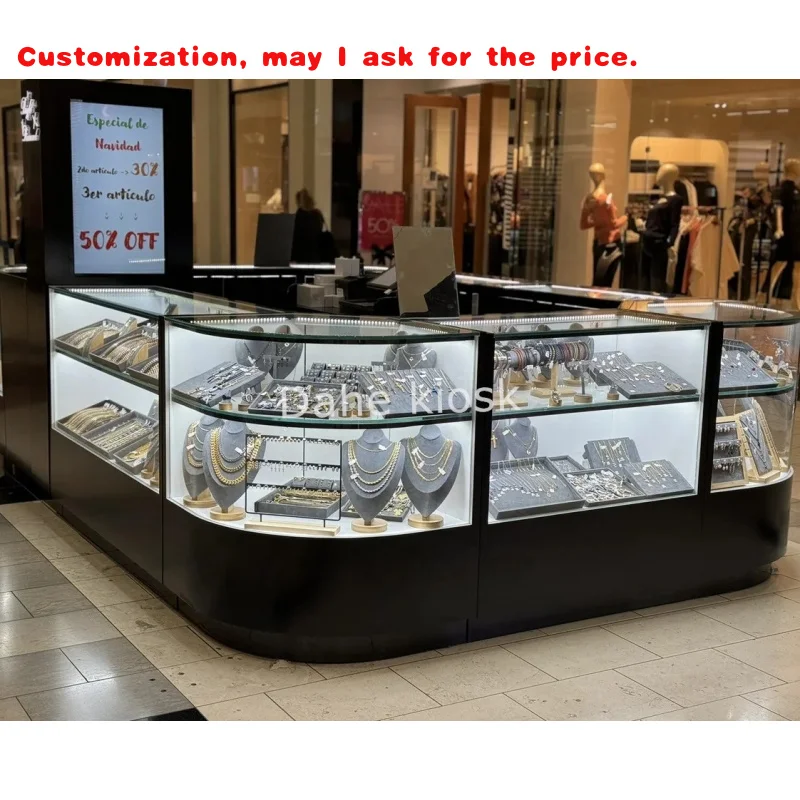 

custom.Buy Jewelry Kiosk Shopping Center Necklace Glass Display Counter Jewelry Showcase Luxury Jewelry Kiosks