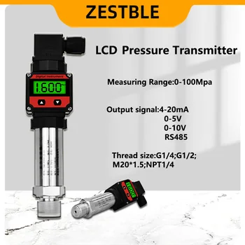 LCD display pressure transmitter 4-20mA 0-5V 10V output air water liquid oil transducer vacuum pressure negative pressure sensor