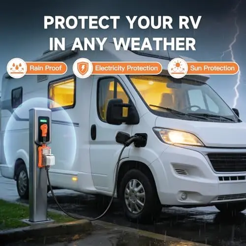 

Защита от перенапряжения для автодомов 50 А - 20000 Дж, водонепроницаемость IP68, LED-дисплей, защита от перенапряжения для кемперов и прицепов