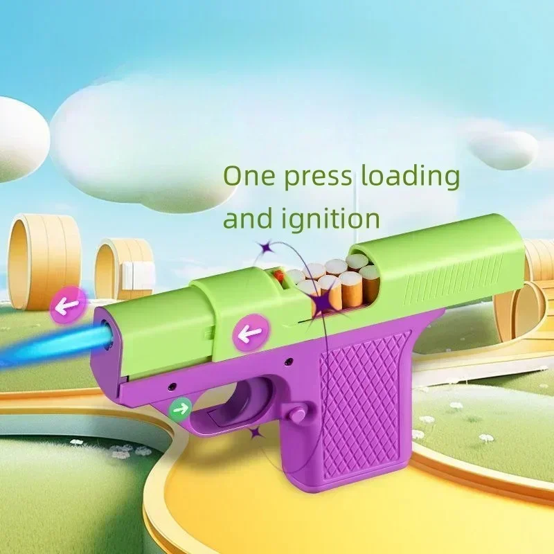 

New Windproof Clip Gun Type Lighter Inflatable Jet Torch Lighters with 3 Cigarette Packs Smoking accessories Gadgets for Men