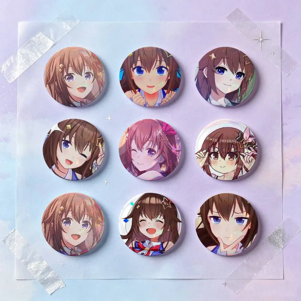 Tokino Sora Anime Figure Badges 25 32 44 58 75 Mm Round Cosplay Pin Bag Decor Fans Collect Friends Gifts Brooch Souvenir