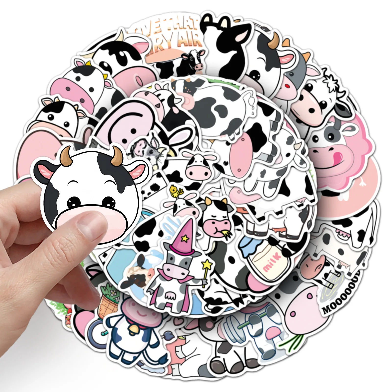 

50PCS Cute Black and White Cow Stickers Cartoon Creative Personality Stickers For Laptop Phone Decoration Decal Kids Toys Gifts