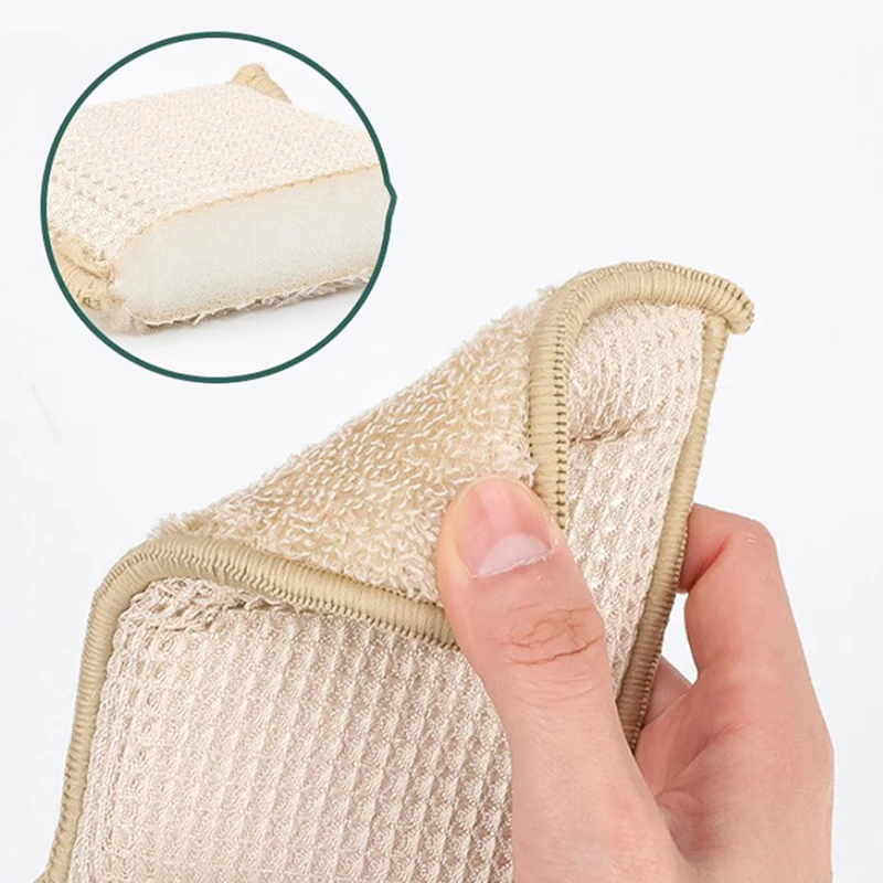 3Pcs Breathable Bamboo Fiber Cloth Strong Water Absorption Efficient Degreasing Decontamination Mildew-Proof Sponges