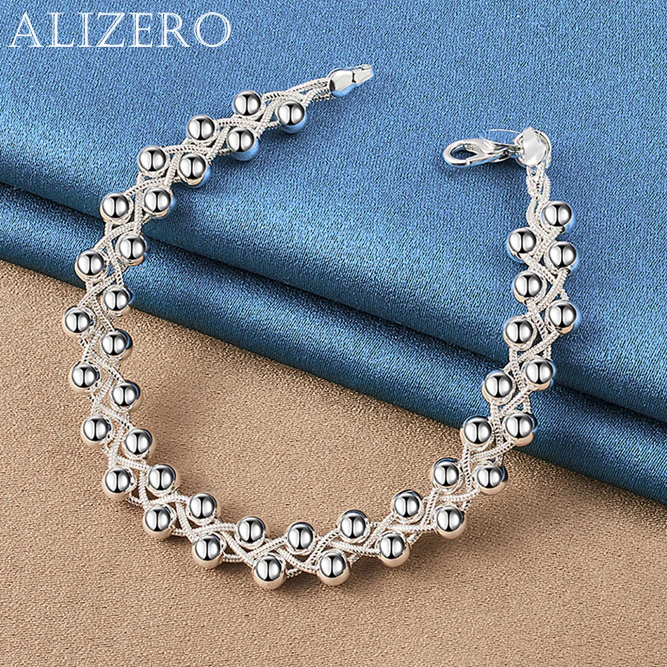 ALIZERO 925 Sterling Silver Bracelet Weaving Charm Beads Bracelets For Women Jewelry For Fashion Party and Daily Wear