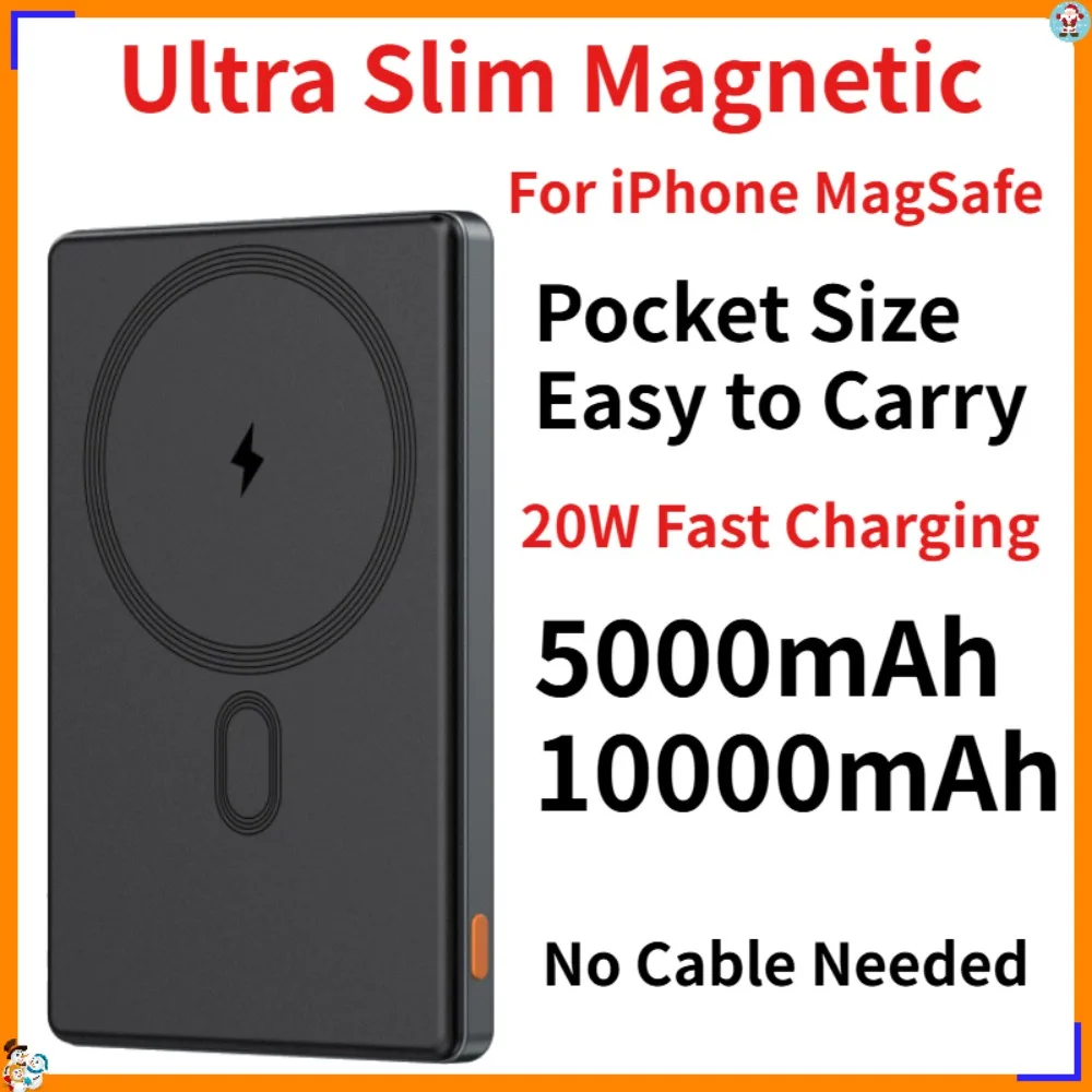 Ultra Slim Magnetic Wireless Power Bank 10000mAh 5000mAh MagSafe 20W Fast Charging Portable Metal Charger for iPhone