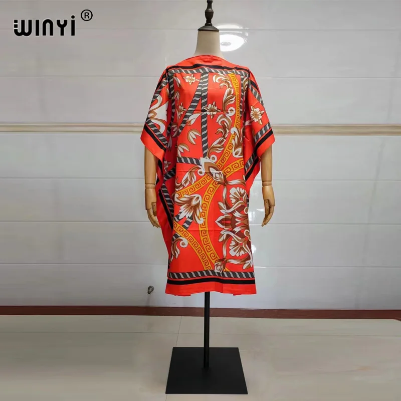 

WINYI Africa Printed dresses for women 2023 Fashion Design maxi Dress Batwing beach Long Vestidos Summer Party Elegant Dress