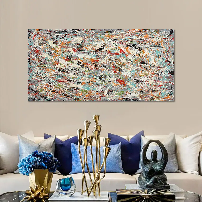 

Hand Painted Colorful Acrylic Lines Texture Oil Painting Modern New Abstract Wall Art Crafts On Canvas For Hotel Decor Showpiece