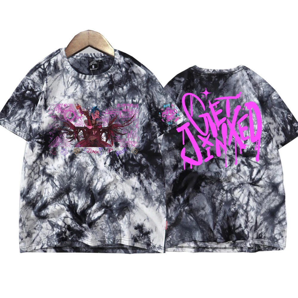 Jinx Arcane Graffiti Art Retro Tie Dye Shirt Unisex Round Neck Short