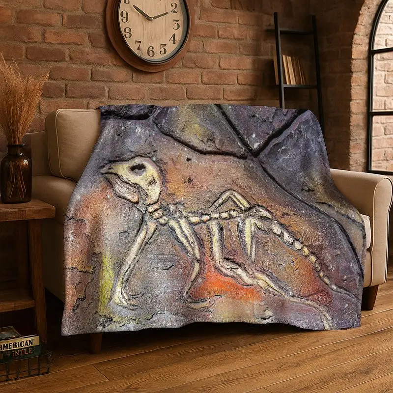 Ancient Dinosaur Fossils Flannel Blanket Soft Throw Blanket for Bedroom Living Room Bed Travel Camping Picnic Nap Cover Gift