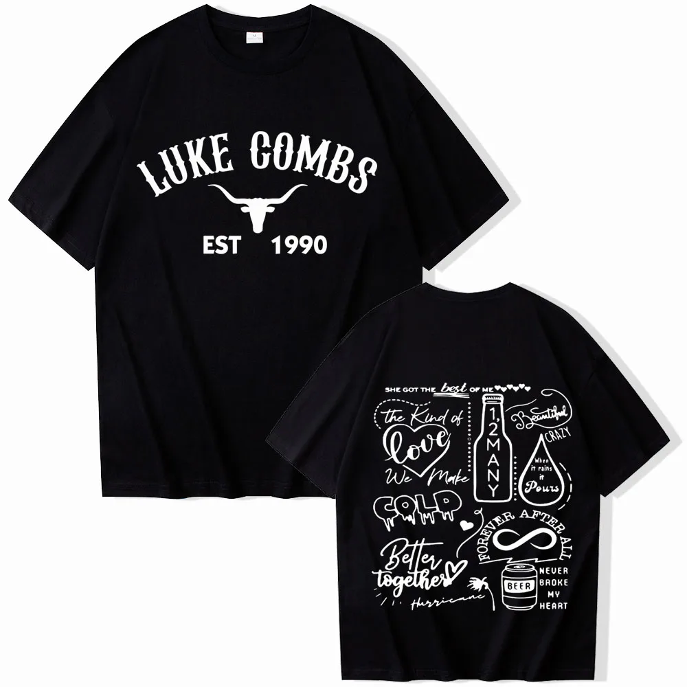 Luke Combs T-Shirts Man Woman Harajuku O-Neck Short Sleeve Shirts Western Country Music Fans Gift